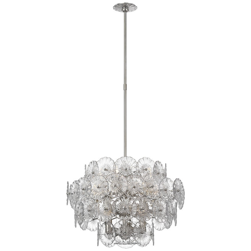 Julie Neill Gianna 24" Chandelie, Clear, Burnished Silver Leaf