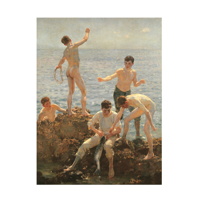 «Henry Scott Tuke Midsummer Morning, 1908», art sur toile, H 19 po x l 14 po