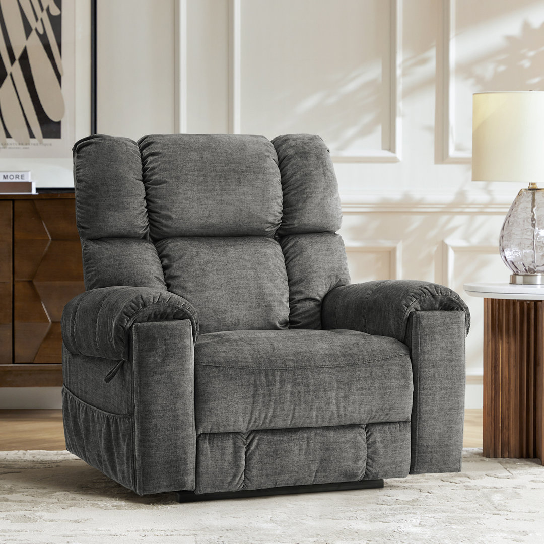 Massouma Transitional Dual Motor Lift Assist Power Heated Massage Recliner Latitude Run® Upholstery 