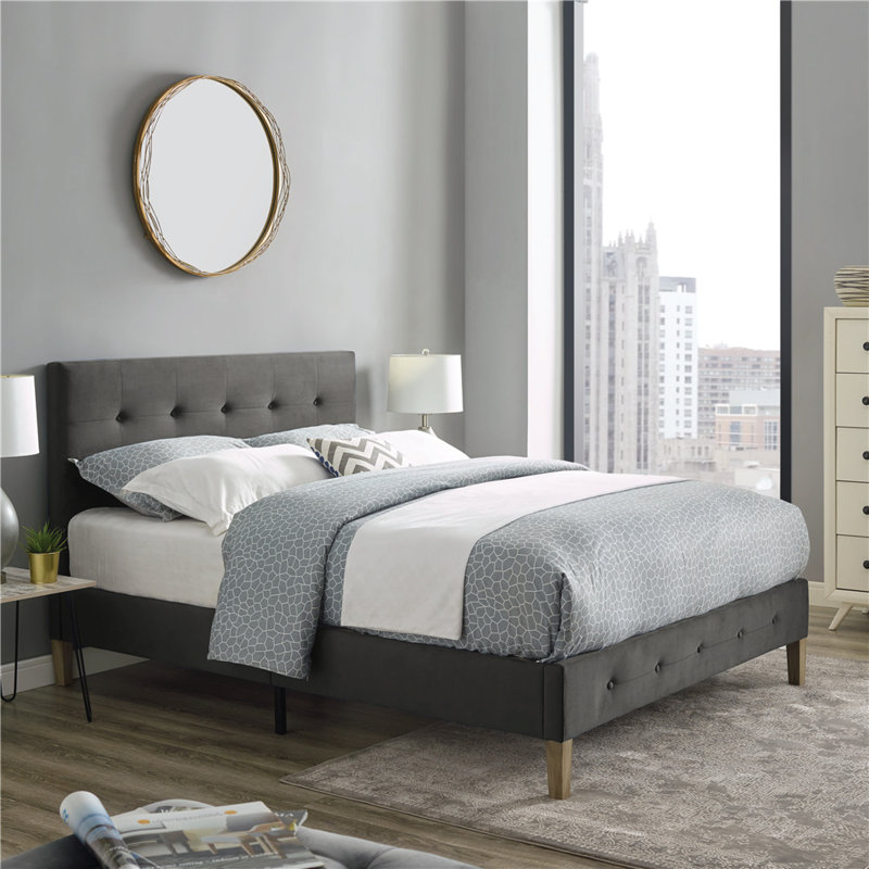 Monona Upholstered Platform Bed, Full, Antonio Midnight