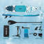 Planche de SUP gonflable 11 ', planche à aubes gonflable avec pompe 350 lb capacité, SUP ultra léger antidérapant pour lac, rivière, plage, yoga et pêche, bleu