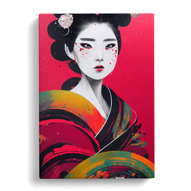 Painted Geisha No.4 - Wrapped Canvas, 60cm H x 40cm W x 3cm D