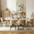 Hugette Modern 78.7" Sintered Stone Dining Table for 6-8 People, Large Rectangle Dining Room Table, Luxury White & Gold Kitchen Table with H-shape Stainless Steel Base (Table Only )-850415917-850415916