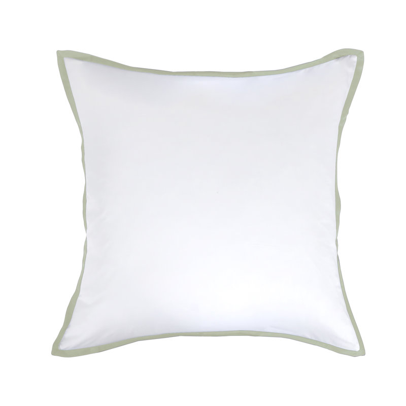 Langston Sateen Pillow Sham, White/Seaglass