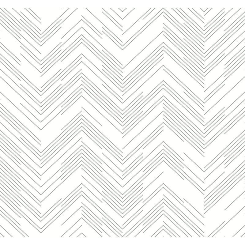 Chevron Metallic Wallpaper Roll, White/Silver