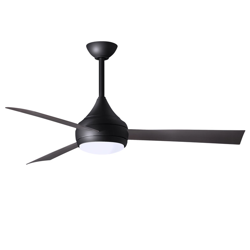 Donaire LED Outdoor Downrod Ceiling Fan, Matte Black, Brushed Bronze