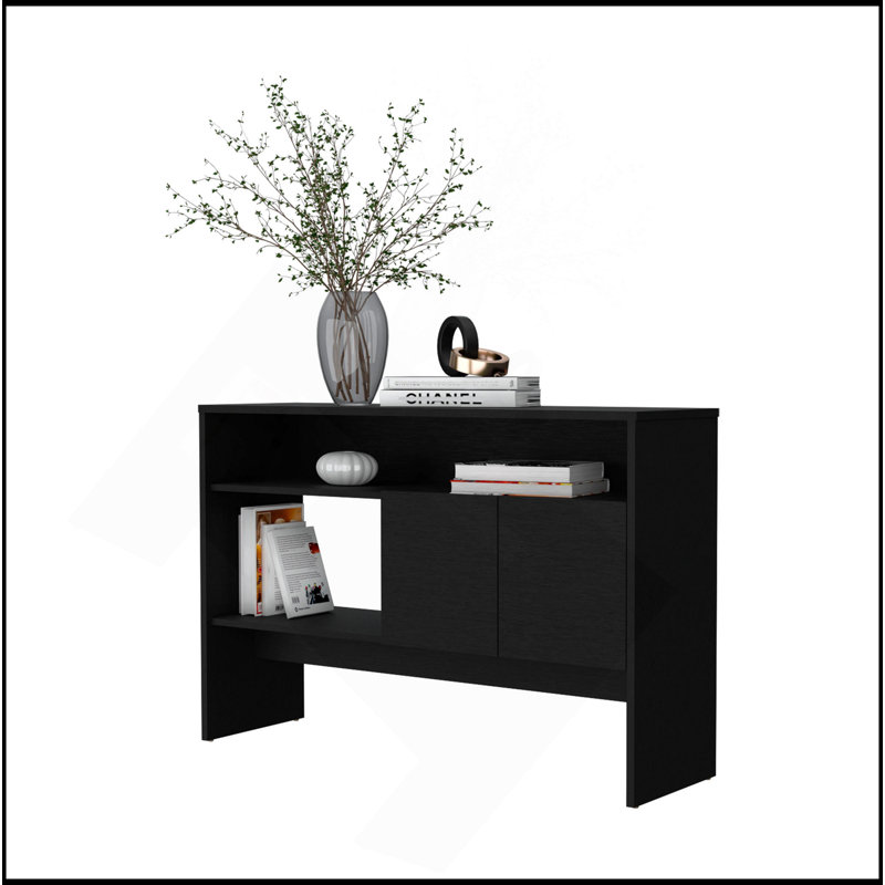 Console noire avec deux portes, Noir