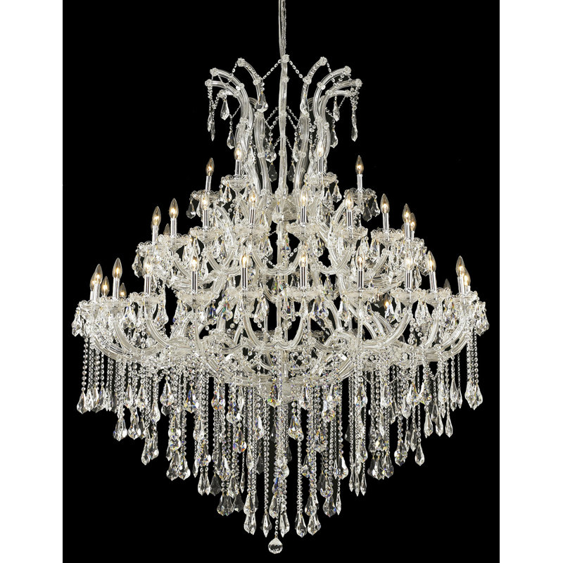 Lustre style bougie à 49 lumières Stockard, Chrome / cristal (transparent) / coupe royale