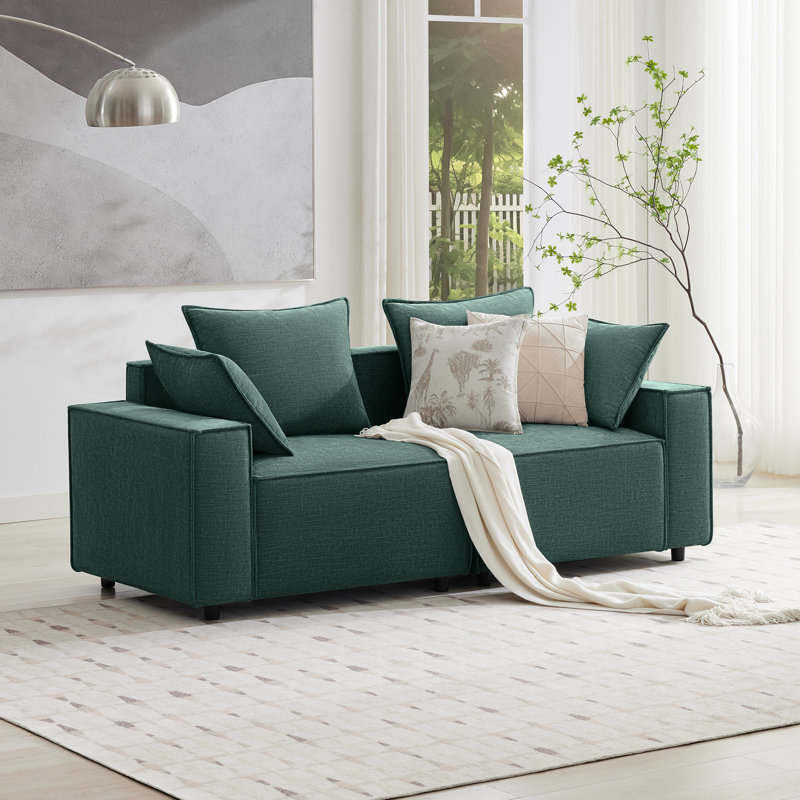 Modular Sofa Upholstered Sponge Foam Couch Loveseat, Green