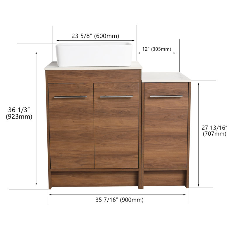Meuble-lavabo simple 35,46 po avec comptoir en céramique