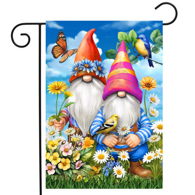 Drapeau de jardin gnomes dans le jardin