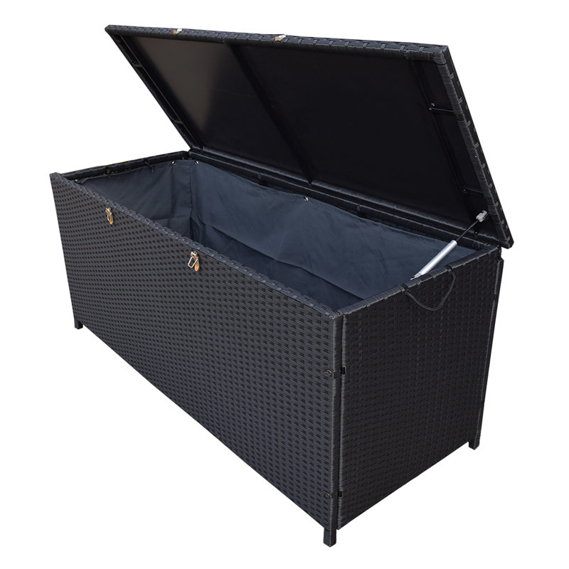 Oakland Living 53'' W 113 Gallons Water Resistant Wicker Deck Box, Black