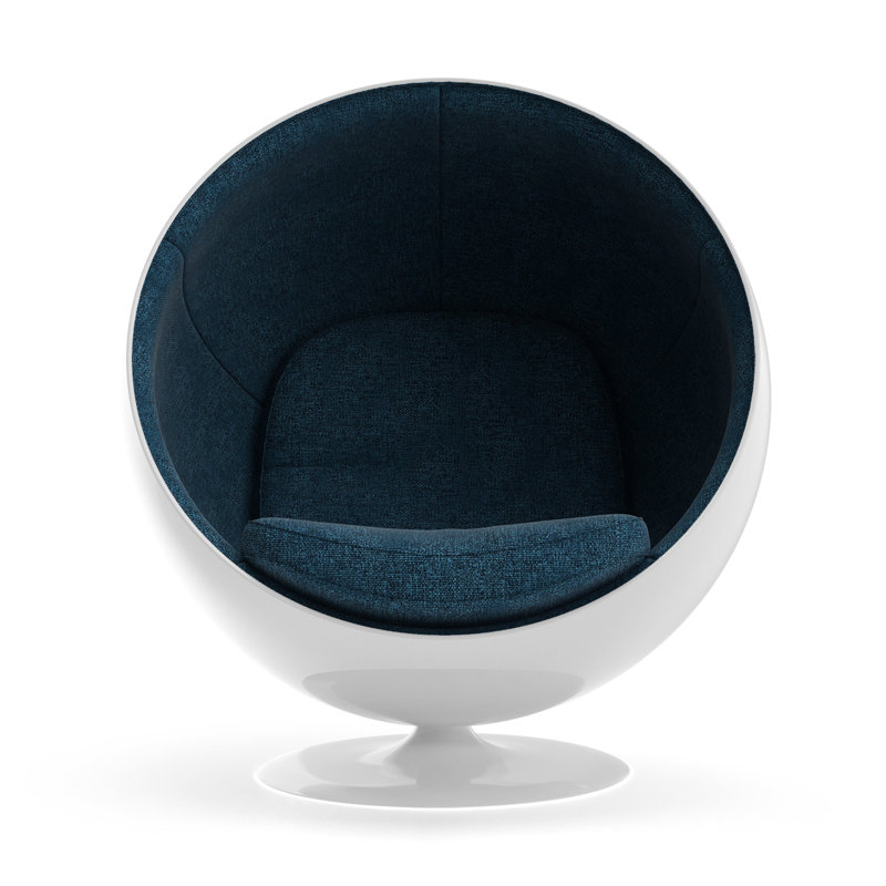 Fauteuil ballon pivotant en polyester de 42,5 po de largeur Kuganathan, Polyester bleu foncé