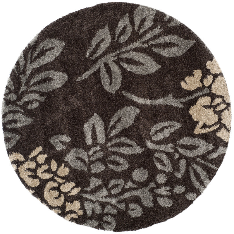Tapis floral à poils longs Chanhassen, Rond 6 pi 7 po