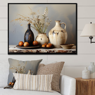 Art floral blanc rétro sur poterie