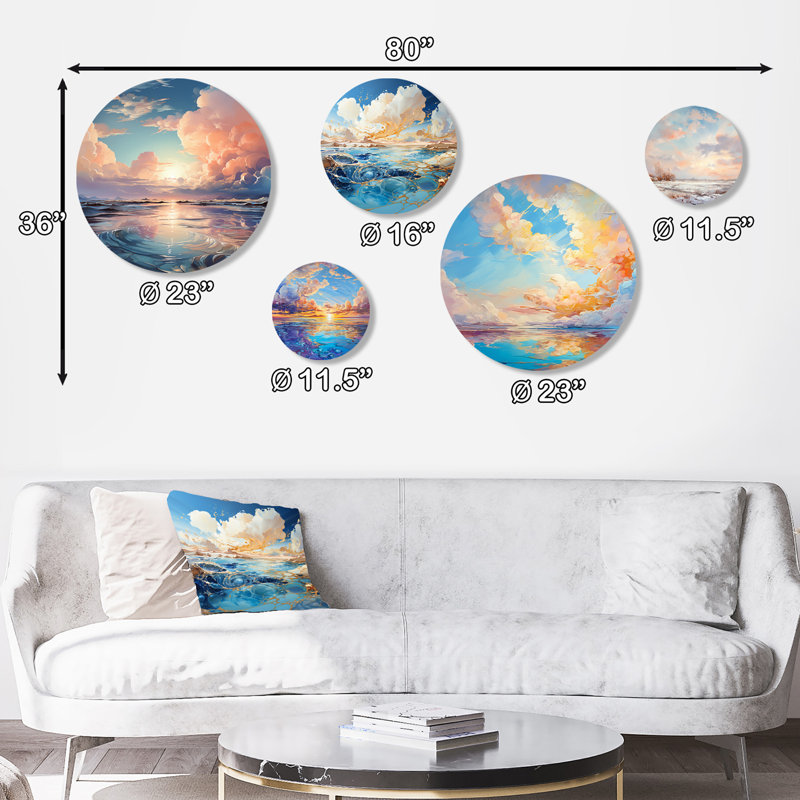 Calvo - ensemble de 5 art mural liquide avec nuage de nuages