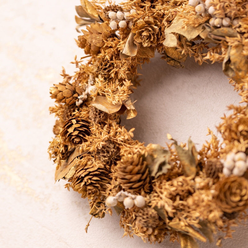 Handcrafted Faux Berry Wood 24cm Wreath, Natural Orange