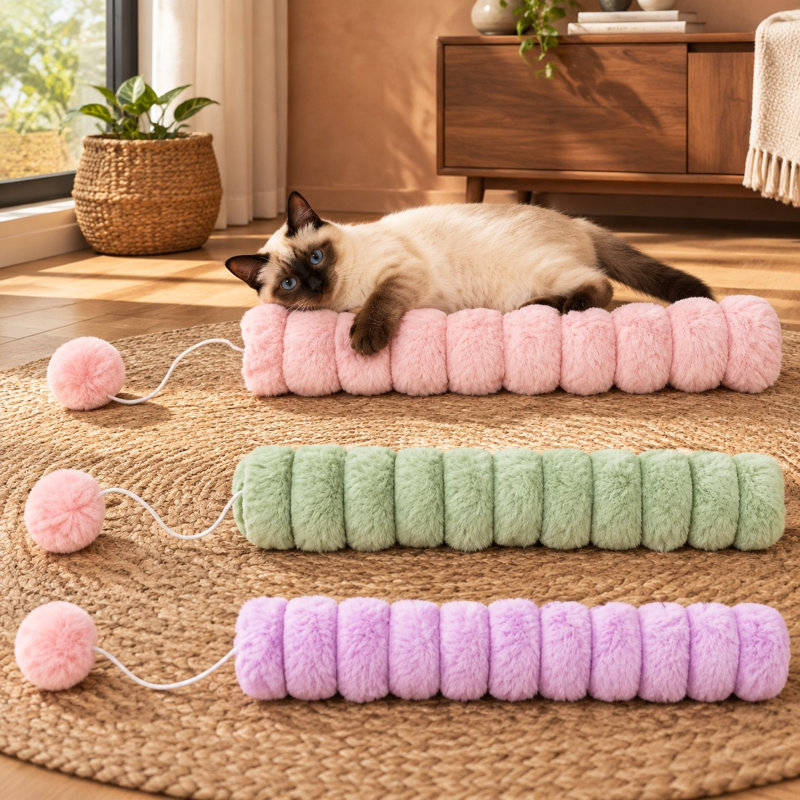 Ensemble de 3 coussins à chat extra-longs de 37 cm (14,6 pouces) pour que les chats et chatons d'intérieur puissent jouer à la chatouille.