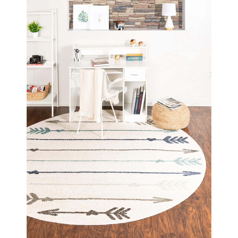 Dryer Geometric Indoor Rug, Round 7'10"
