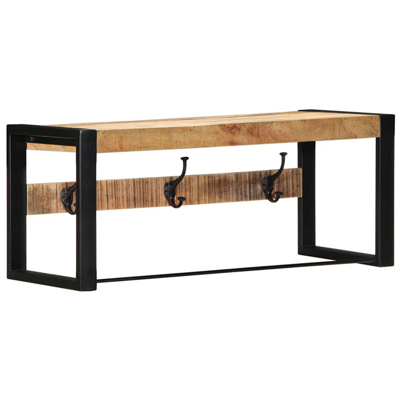 Solid Wood Wall Mounted Coat Rack, Brown