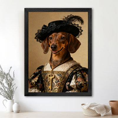 Art encadré noir rétro, un chien élégant et digne, impressions de style rétro