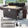 7-Piece Wicker Patio Conversation Set With Cushions,Coffee Table And Outdoor Fire Pit Table With Aluminum Top, PE Rattan Base, And  White Glass Wind Guard