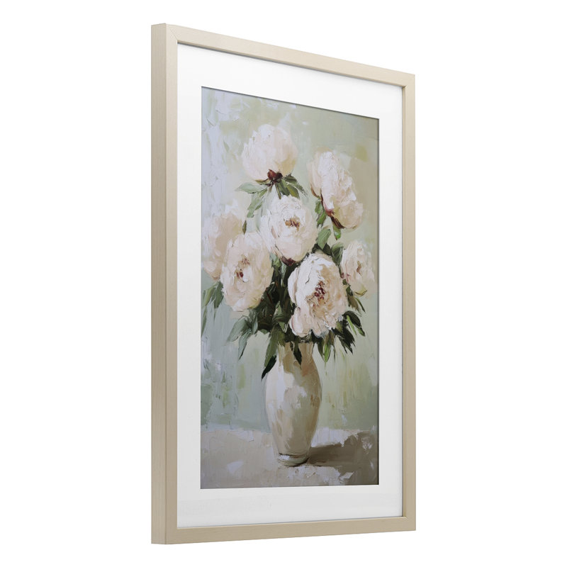 Doux bouquet floral rose, reproduction encadrée sous verre, design par Petal Prints Design, H 20 po x l 14 po