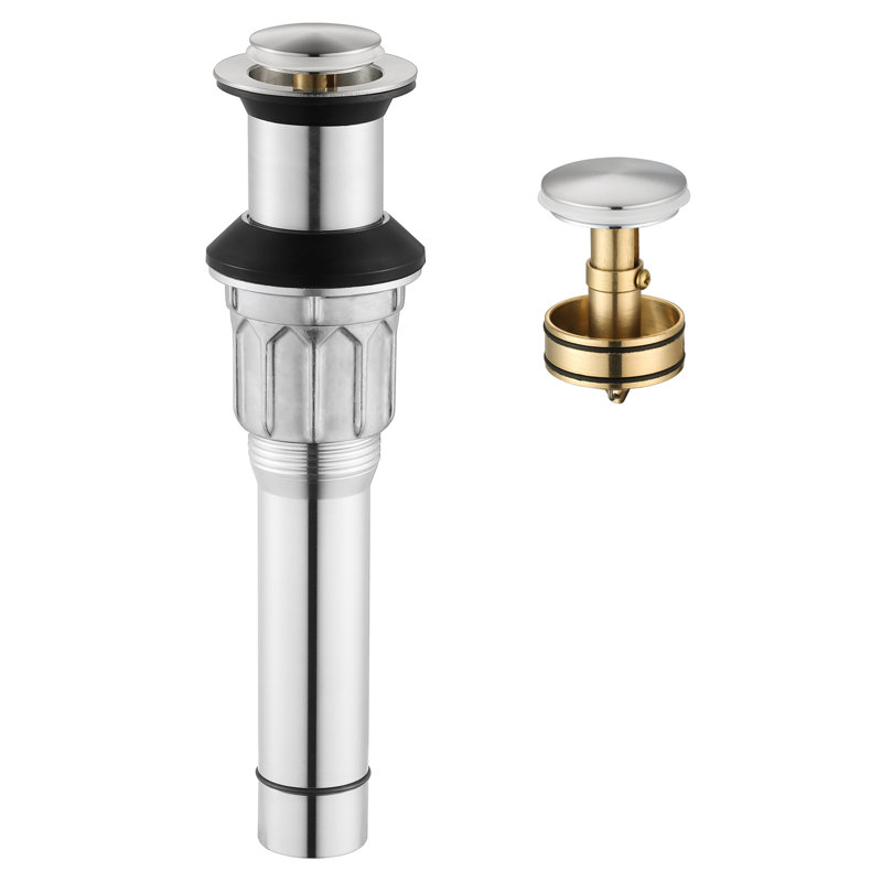 Drain escamotable de lavabo de salle de bain sans trop-plein, Nickel brossé
