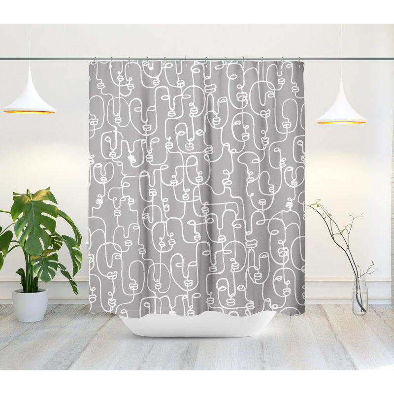 Rideau de douche Evie, Gris / blanc
