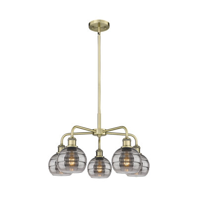 Chartoff 5 - Light Steel Dimmable Round / Oval Chandelier
