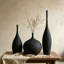 Ensemble de 3 vases en céramique noire, vases décoratifs modernes et minimalistes pour la décoration intérieure, pièce maîtresse du salon, bibliothèque, table de vestibule-218078319