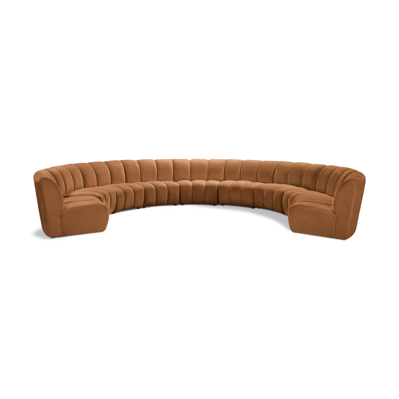 Infinity Upholstered Curved Sectional Symmetrical, 9-Piece, Saddle Velvet