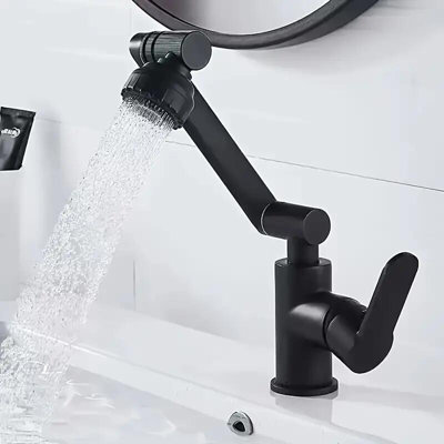 Bathroom Sink Faucet 1080° Swivel Vanity Mixer Single Handle 1Hole Taps Black