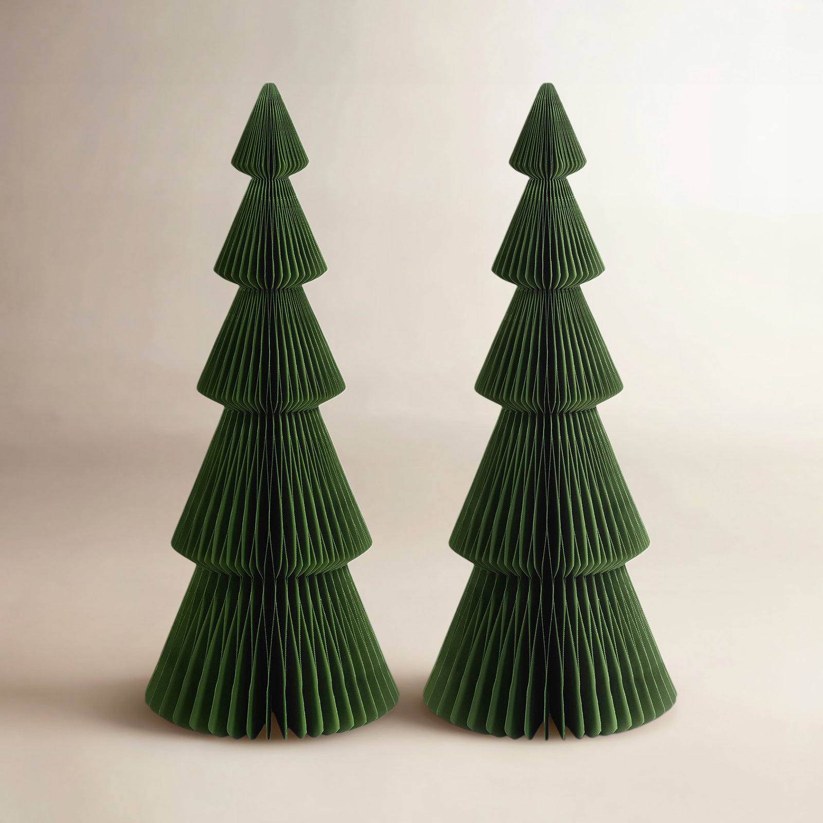 24" Paper Decorative Alpina Trees, Set of 2, Light Green
