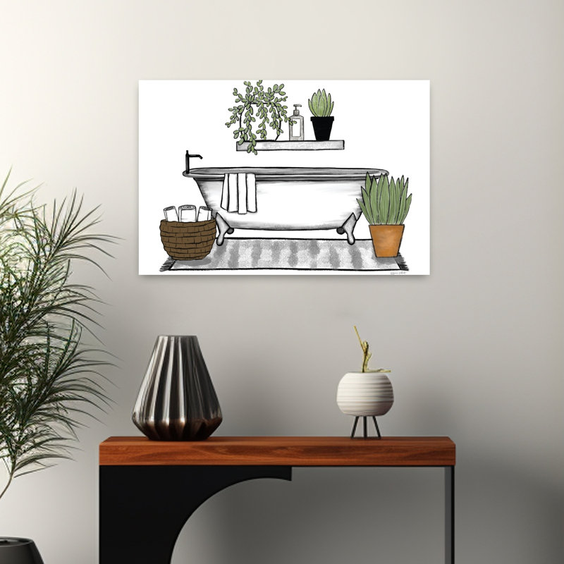 «Bathroom Plants I», art contemporain, H 16 po x l 24 po