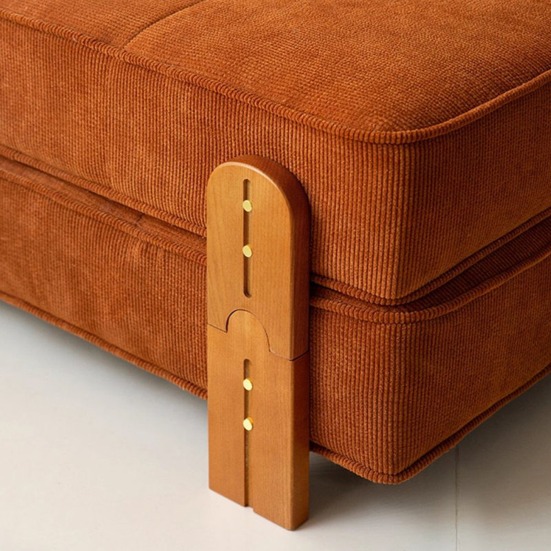 Coussin orange modulaire en velours côtelé