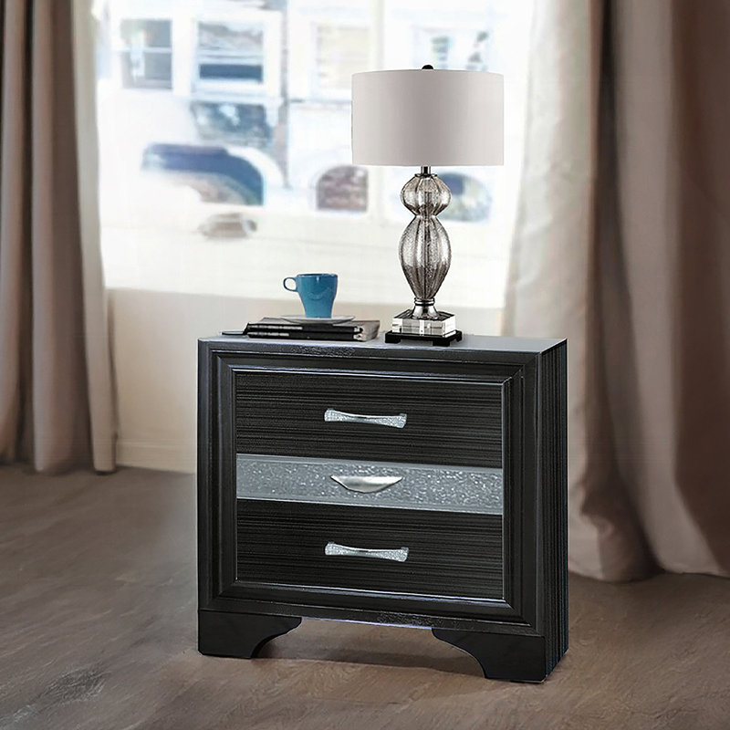 Table de chevet contemporaine à tiroirs de rangement pour la chambre à coucher, idéale pour organiser des objets personnels et ajouter une touche moderne à votre espace de couchage