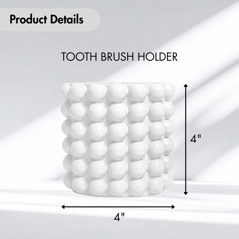 Better Trends - Porte-brosse à dents texturé à bulles et organisateur de dentifrice, Blanc