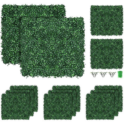 4 panneaux muraux de gazon à 4 couches, 20 po x 20 po (10 pièces), panneau de fond vert avec 100 attaches à fermeture éclair