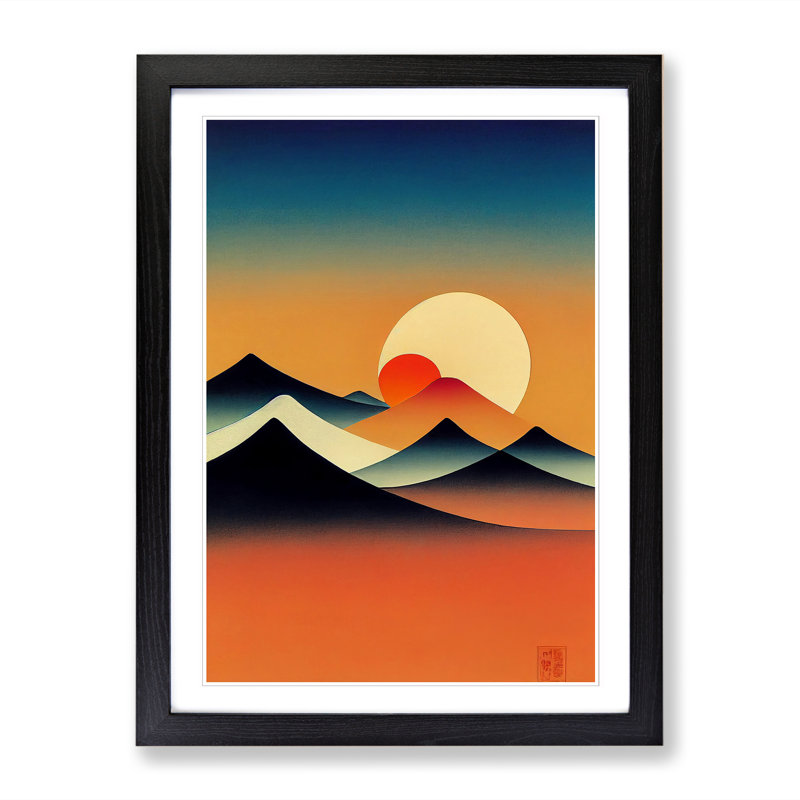 Michaelson Japanese Sunset Suprematism - Picture Frame Print, Black, 64cm H x 46cm W x 2cm D