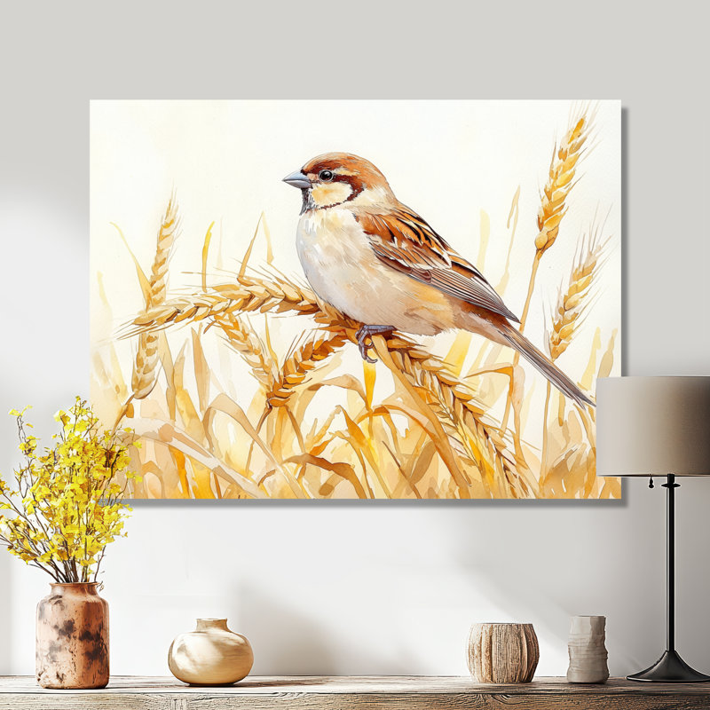 House Sparrow Bird In The Field I - Bird, impression sur métal, H 24 po x l 32 po