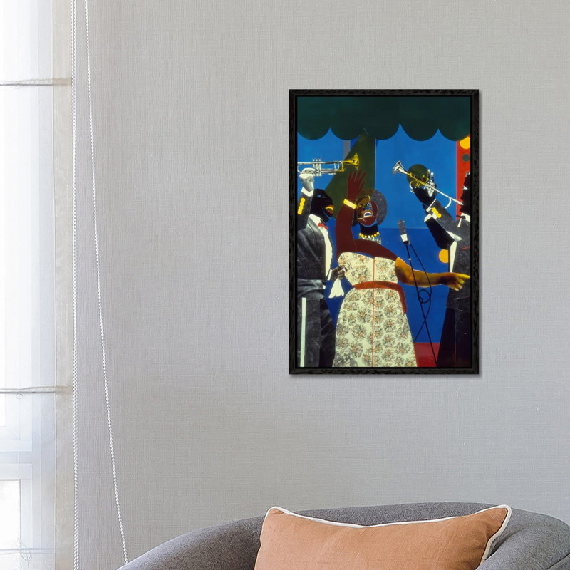 Show Time by Romare Bearden - Gallery-Wrapped Canvas Giclée on Canvas, 66.04 cm H x 45.72 cm W, Black