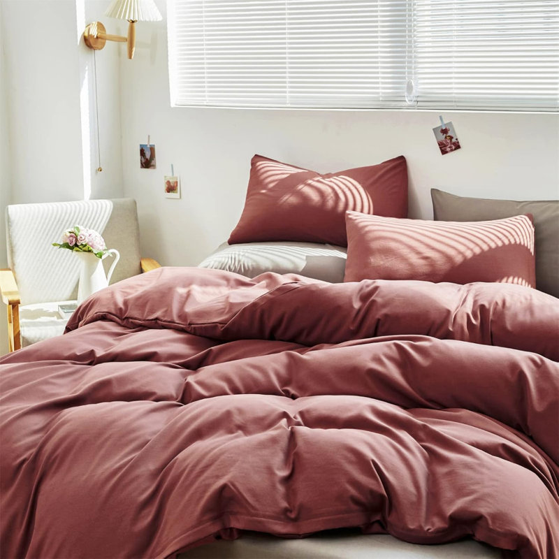 Ensemble d'édredon rouge brique King Marroon Bedding