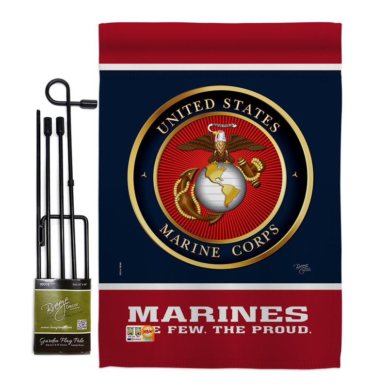 Ensemble de 2 drapeaux en polyester 2 côtés en polyester très fière marine