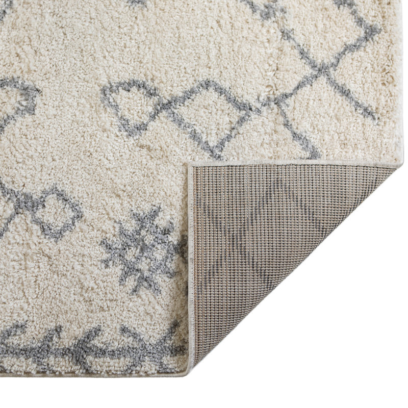 Francelino Low Shag Modern Farmhouse Ivory/Gray Performance Area Rug, Rectangle 8'3" x 11'6"