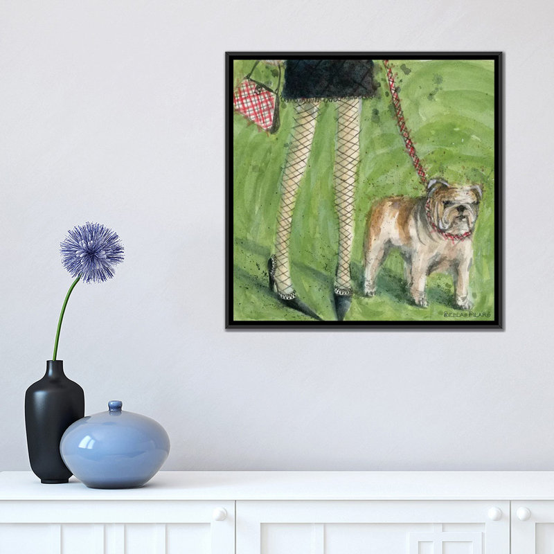 « english bouledogue », reproduction d’art sur toile tendue bella pilar, Toile avec cadre noir, H 18 po x l 18 po x P 1,5 po