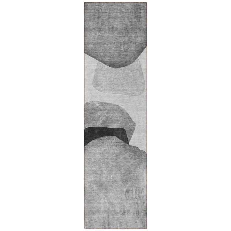 Tapis de couloir d'extérieur 8 po gris et noir