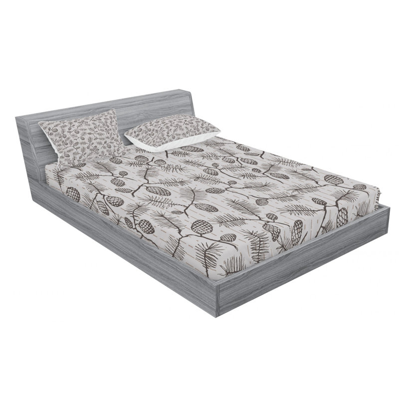 Microfiber Floral Sheet Set, Full/Double Sheet Set with Fitted Sheet