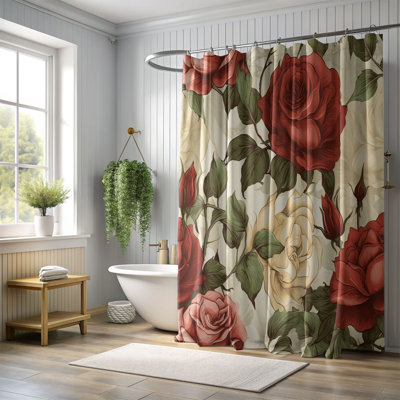 Rideau de douche 1 pièce Rose Ember