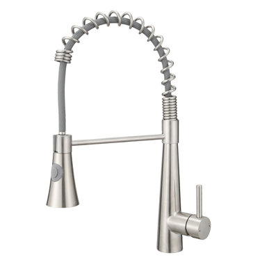 Robinet de lavabo de cuisine en nickel brossé avec douchette extractible - contrôle facile de l'eau